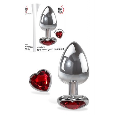 Adam and Eve Medium 3.25" Jewel Heart Base Metal Butt Plug