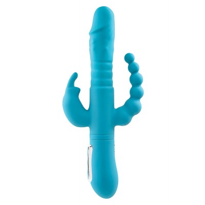 Adam and Eve 10" Thrusting &amp; Rotating Beaded Triple Stimulation Joy Rabbit